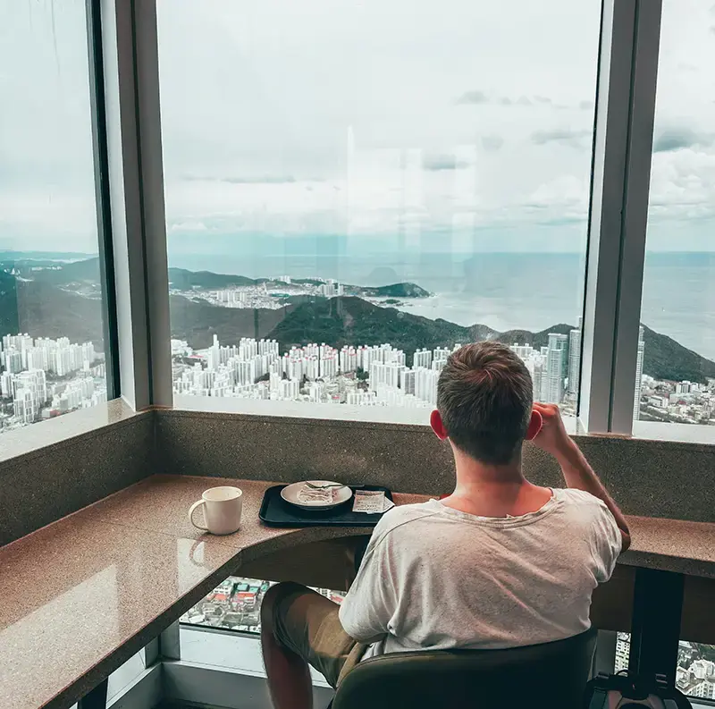 Kaffe-trinken-Aussicht